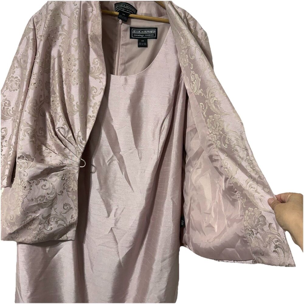 Jessica Howard Jacquard Blazer Sheath Dress Size 18W Dusty Pink MOB Wedding NWT - Picture 3 of 11